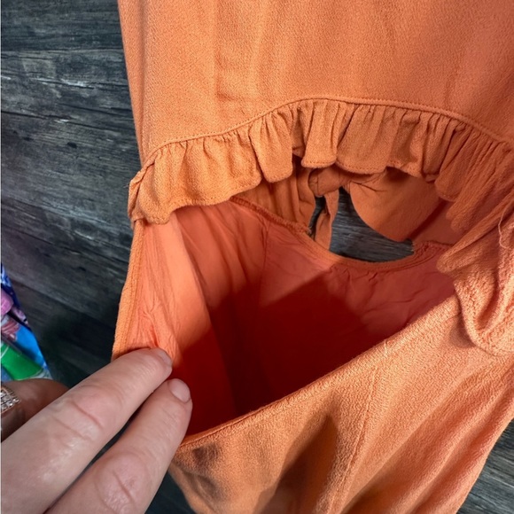 Lulu's Orange Plunge Neck Flutter Sleeve Mini Dress - Picture 12 of 12